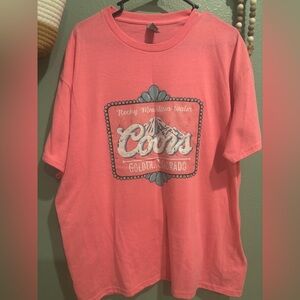 Gildan Pink & Turquoise Coors T-Shirt Size XL